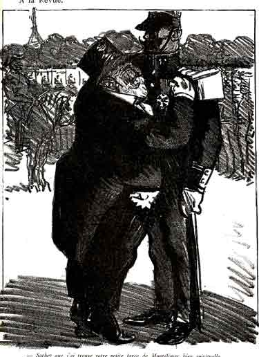 un  homme politique decore un officier: dessin de steinlen