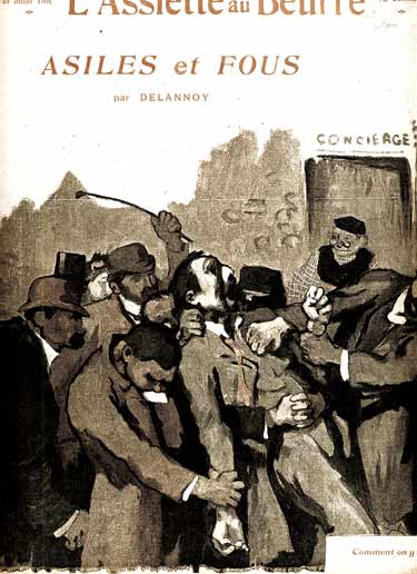 Un forcené maitrisé par la foule , est emmené à  l'asile.