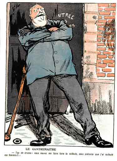 Un contremaitre interpelle des ouvriers.