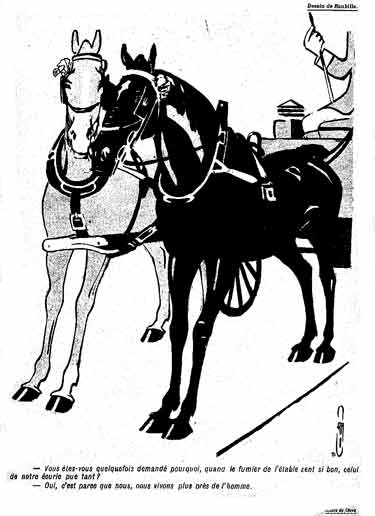 Conversation entre deux chevaux : dessin de Roubille.