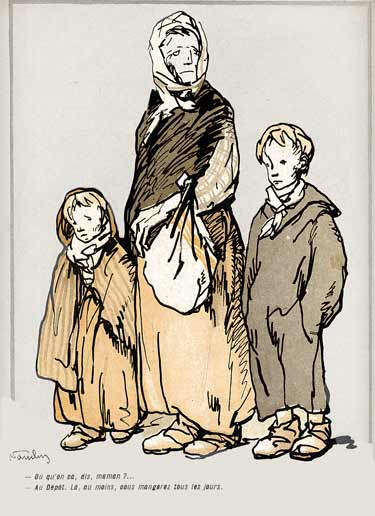 Portrait de 'sans logis' : une femme et ses deux enfants.