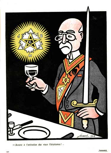 Un franc-maçons lève son verre : dessin de Jossot