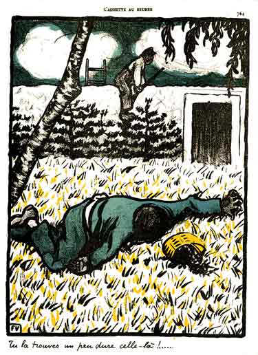 Un paysan vient de tuer un vagabond  surpris en train de voler des prunes  dans son champ.