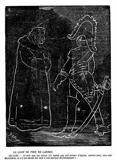 Conversation entre les fantomes de voltaire et du Maréchal Lannes : dessin de D'Ostoya